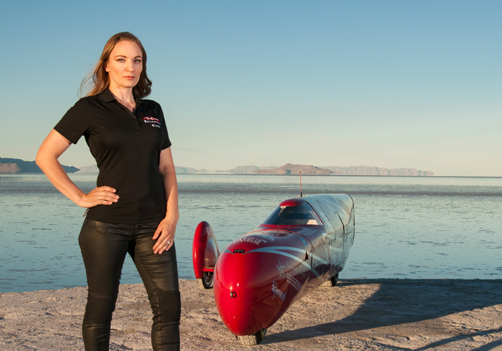 image of eva hakansson and her killajoule electric motorcycle